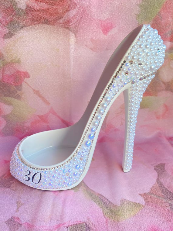 Bling High Heel Wine Holder Pearl Rhinestone Decor Customizable Wine Lover Stilettos