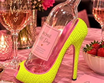 Rhinestone High Heel Wine Bottle Holder Glam Wine Decor