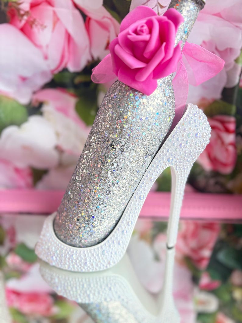 Bling High Heel Wine Holder Pearl Rhinestone Decor Customizable Wine Lover Stilettos image 3
