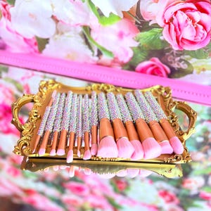 Rhinestone Makeup Brush Set Glam Synthetic Fiber Brushes Sparkle Bling Bedazzled
