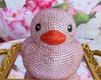 Blinged-Out Rhinestone Rubber Duckie Glam Home Decor