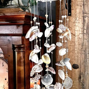 Handmade Seashell Wind Chime – Coastal Beach Decor, Nautical Shell Mobile, Boho Outdoor Hanging Art