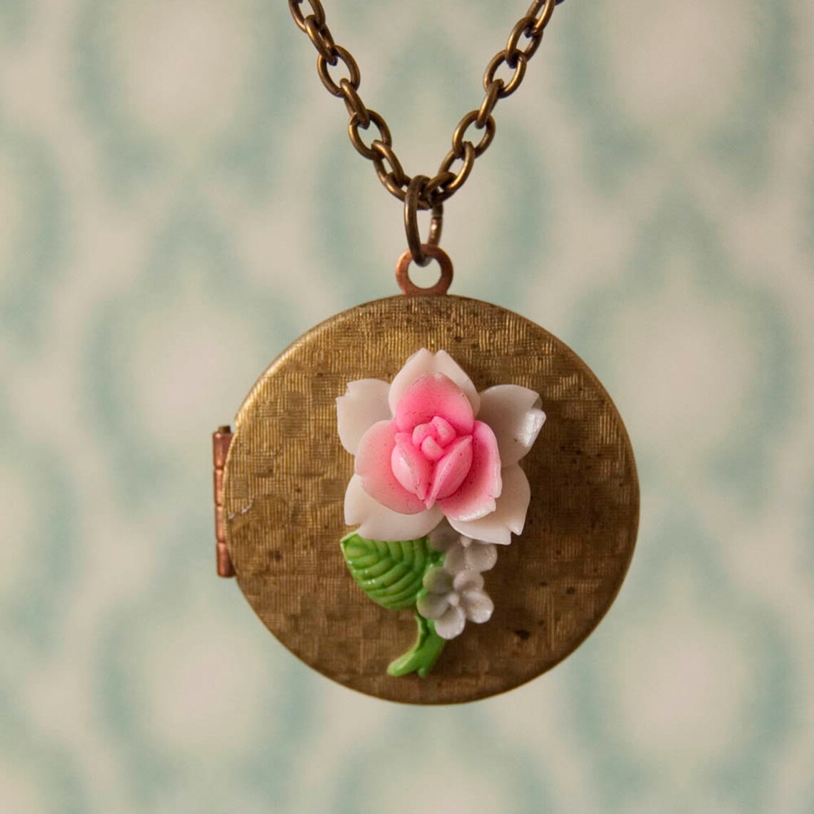 Rose locket necklace Etsy