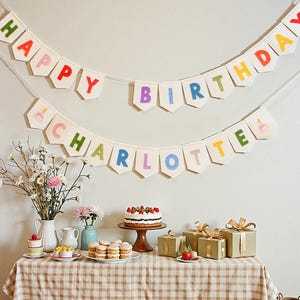 Nachhaltige Geburtstagsgirlande , Geburtstagsgirlande , Geburtstagsgirlande , Partydeko , Nachhaltiger Geburtstag , Neutrale Farbe
