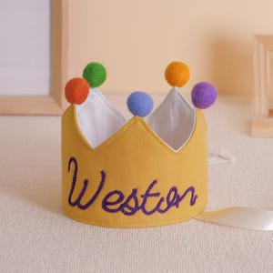 Handmade Toddler Personalized Birthday Crown,Custom Linen Birthday Name Crown,Cake Smash Crown,Birthday Decor,First Birthday Gift,Baby Gift