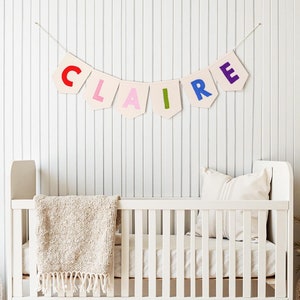 Pastel Rainbow name bunting Personalised nursery bunting Custom name banner Nursery decor Felt party garland baby shower gift