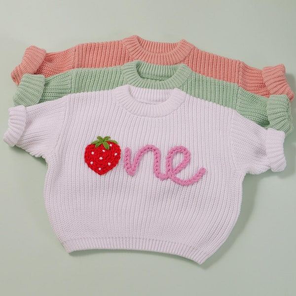 Personalized Baby Birthday Sweater,Custom Baby Birthday Outfit,Strawberry Baby Sweater,First Birthday Sweater,Baby Birthday Gift,Baby Gift