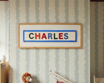 Custom Embroidered name banner , Personalized Name Pennant Flag, Birthday Gifts for kids, Custom Canvas Flag ,Baby name sign ,Wall Art decor