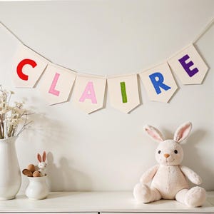 Pastel Rainbow name bunting Personalised nursery bunting Custom name banner Nursery decor Felt party garland baby shower gift