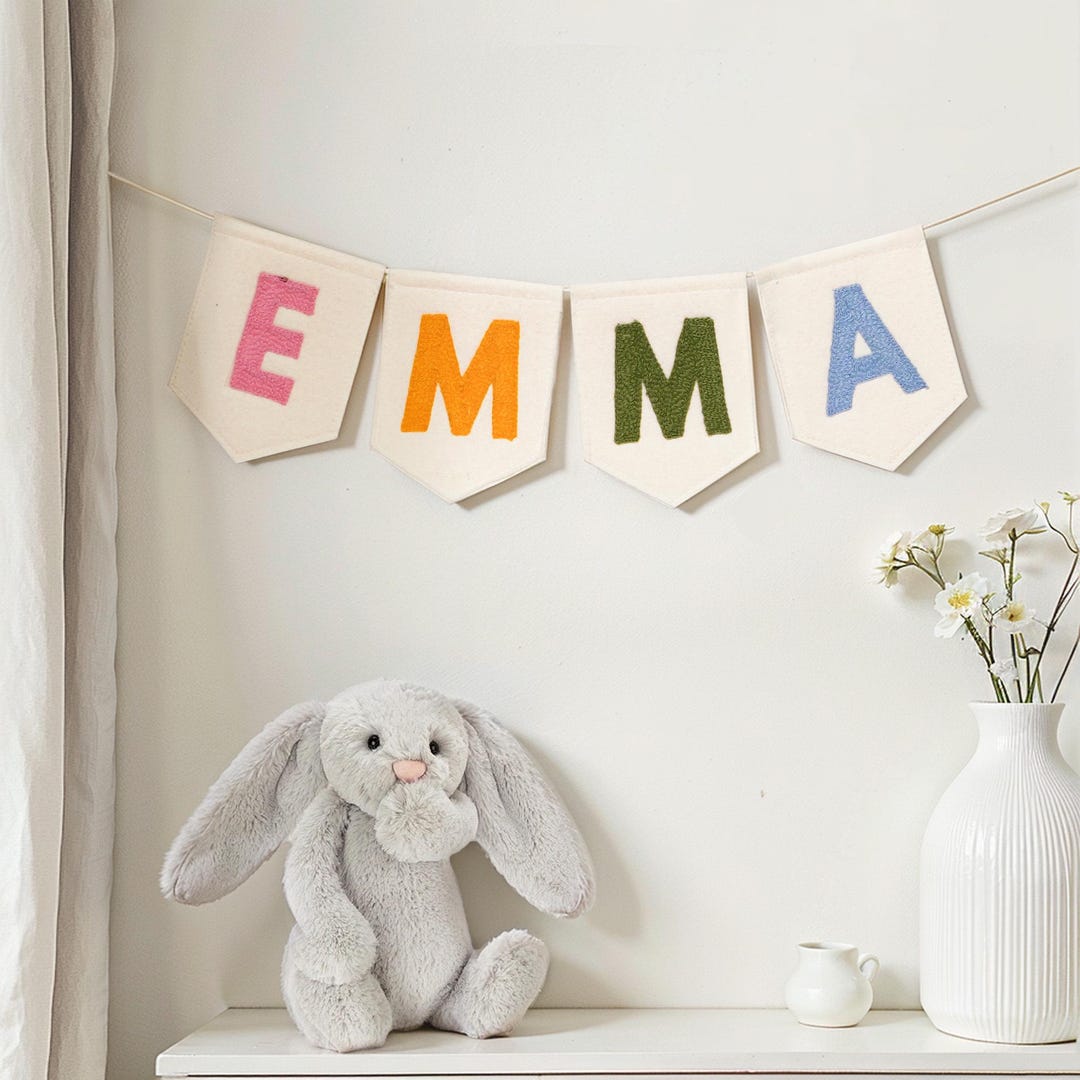 Pastel Rainbow Name Bunting Personalised Nursery Bunting Custom Name ...
