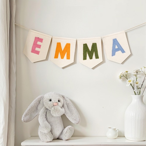 Pastel Rainbow name bunting Personalised nursery bunting Custom name banner Nursery decor Felt party garland baby shower gift