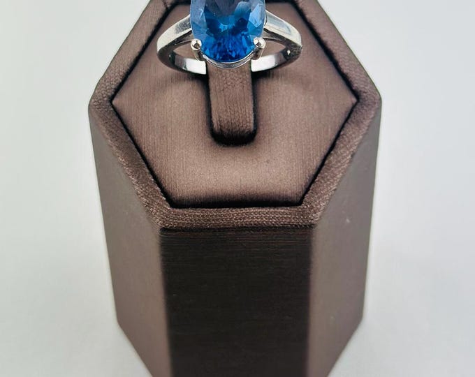 Vintage Blue Topaz Sterling Silver 925 Ring | Hallmarked Polished Natural Gemstone | Size O