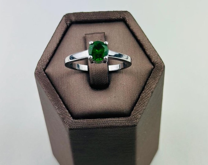 Vintage Teal Tourmaline Sterling Silver Ring, Natural Gemstone Cluster, Hallmarked US 8