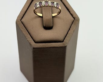 Amethyst and diamond ring , vintage and hallmarked  size 6.5