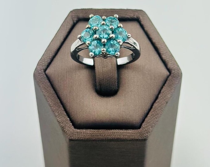 Vintage Iolite Sterling Silver Cluster Ring – Deep Violet Blue Gemstone Artisan Jewelry
