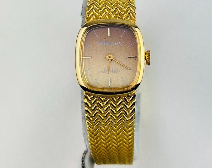 Vintage ladies Giralux Gold Plated Stainless Steel Watch | Mechanic Movement | Water Resistant Classic Timepiece