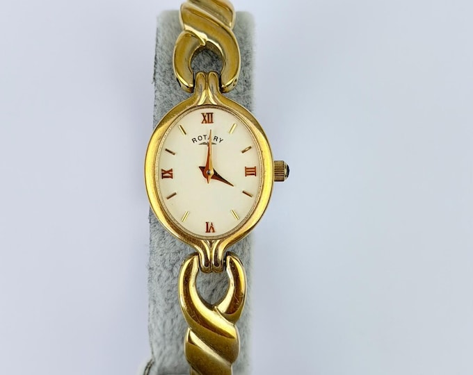 Rotary Ladies Gold-Plated Watch — Sapphire Glass, Quartz, New Battery, Bracelet Style