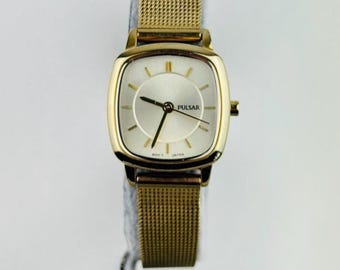 Vintage Pulsar Gold Plated Stainless Steel Watch, Water Resistant Quartz Movement