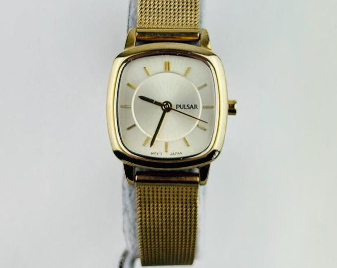 Vintage Pulsar Gold Plated Stainless Steel Watch, Water Resistant Quartz Movement
