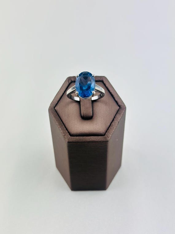 Vintage Blue Topaz Sterling Silver 925 Ring | Hallmarked Polished Natural Gemstone | Size O