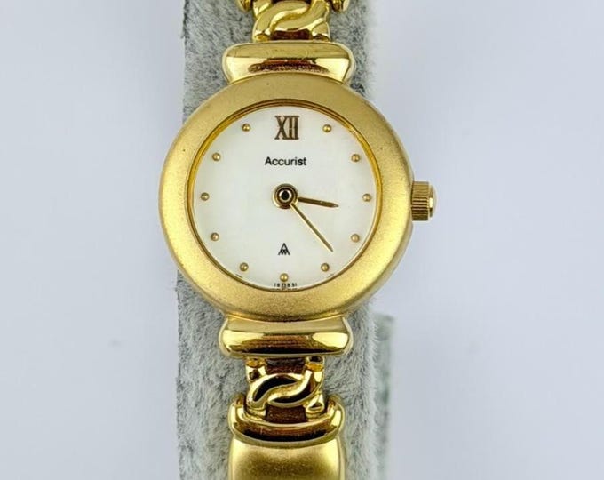 Accurist Vintage Ladies Gold Plated Quartz Watch, Bracelet Wristwatch, Working, gift for her