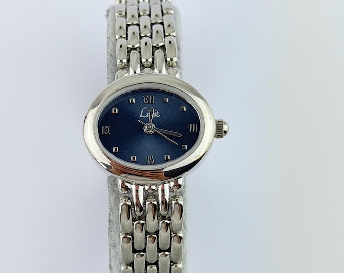 Vintage Limit Ladies Blue Dial Watch Stainless Steel Bracelet Watch | Classic Dress Wristwatch | Minimalist Silver Tone Watch | Gift for Her