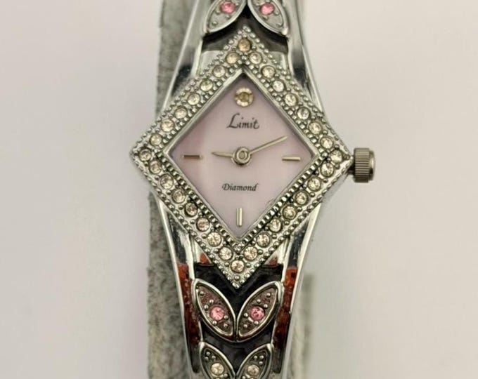 Limit Ladies Crystal Bracelet Watch — Pink Dial, Stainless Steel, Quartz, Decorative Links