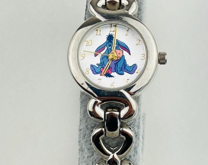 Vintage Lorus Eeyore Stainless Steel Watch, Heart Link Bracelet, New Battery Installed