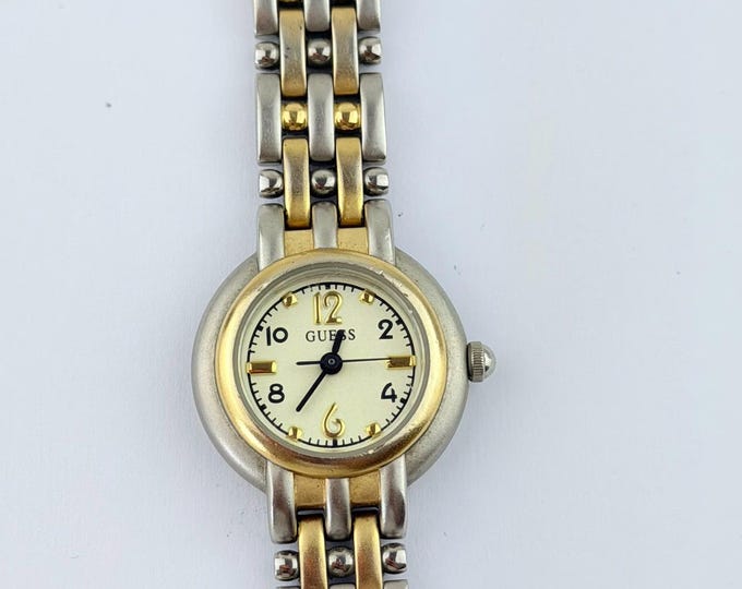 GUESS Ladies Two-Tone Bracelet Watch, Gold Plated & Stainless Steel, Quartz Fashion Wristwatch (Working)