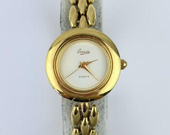 Vintage Everite Gold Plated Ladies Quartz Watch — 1980s–90s Classic Round Face, Bracelet Band, Working Timepiece