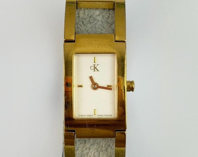 Vintage Calvin Klein ck Gold Tone Women's Watch — Rectangular Minimalist Quartz Bracelet
