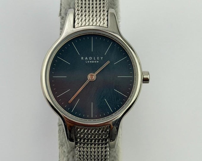 Radley London Navy Blue Dial Mesh Watch — Stainless Steel Ladies Quartz Slim Dress Watch