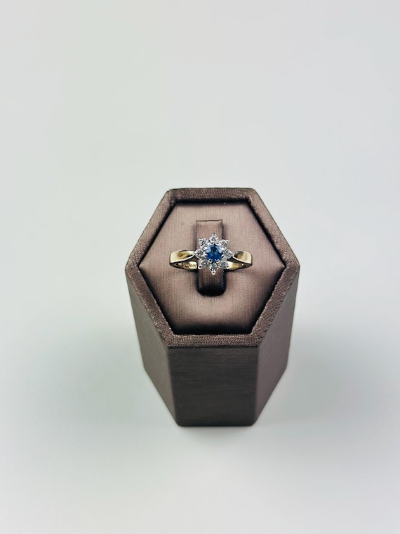 Vintage British Hallmarked Gold Topaz & Moissanite Ring, Size 7