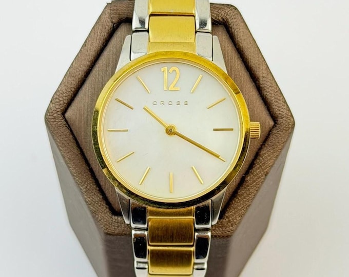 Cross CR9003 Two Tone Stainless Steel Watch, Gold Silver Quartz Dress Watch, 2000s Vintage Ladies Wristwatch