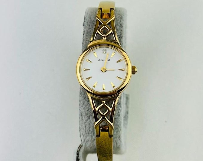 Accurist ladies vintage watch , Gold rolled stainless steel watch quartz movement new battery