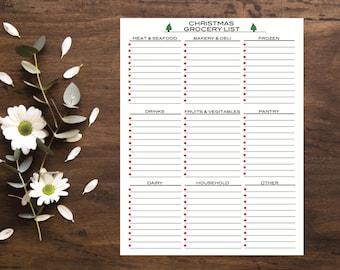 Printable Christmas Grocery Shopping List, Stay On Track With This Productive Christmas Shopping List, Instant Download, Letter Size