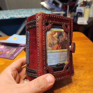 Leather Book Deck Box - Magic the Gathering Deck Box - MTG - Commander