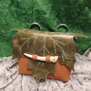 Leaf Bag, Leather Purse, Leather Bag, Larp, Ren Faire