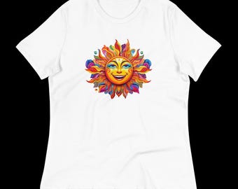 Womens T-Shirt Smiling Face, Sunny Face, Abstract, Art, Happy