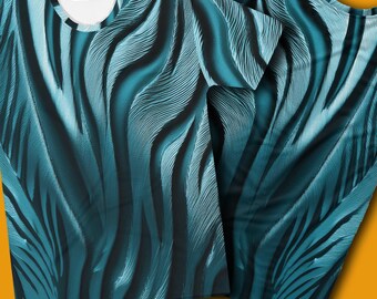 Unisex T-Shirt Short Sleeve T-Shirt, Dye Sublimation, Print All Over, Tigers, Crew Neck, Pre-shrunk, Waves, Patterns, 3D, Green