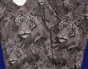 Unisex T-Shirt Short Sleeve T-Shirt, Dye Sublimation, Print All Over, Tigers, Patterns Crew Neck, Pre-shrunk