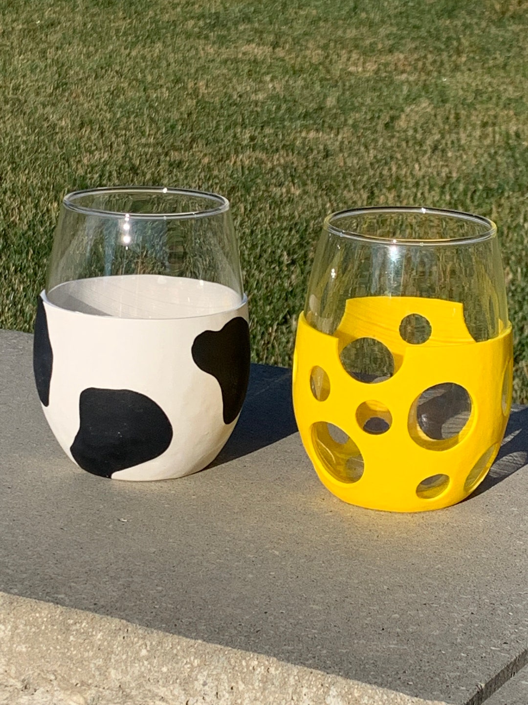 Cow and Cheesehead Stemless Wine Glasses Etsy