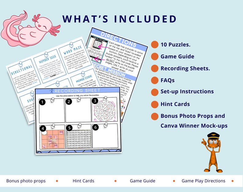 Escape Room Printable for Kids, Axolotl Party Game Activity, Axolotl ...