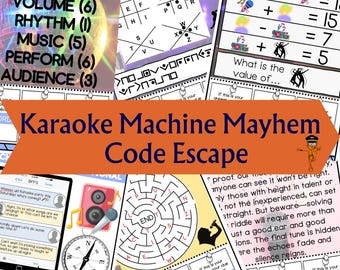 Karaoke Escape Room Printable for Kids, Party Game Activity, Escape Room, Scavenger Hunt for Children, Family Game Night, Slumber Party Game