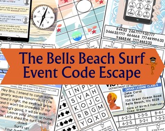 Escape Room Printable for Kids, Surfing Puzzle Activity, Family Game Night, Mystery Game for Children, DIY Escape Room, Puzzle Code Activity