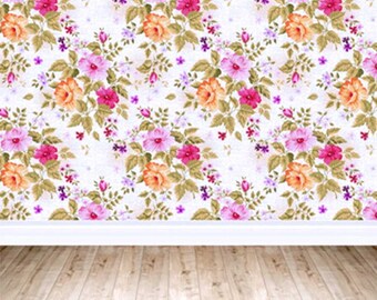flowered wallpaper etsy