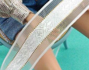 Wide Metallic and Semi Transparent Ribbon Trim