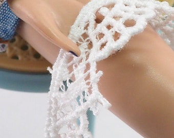 12" Fashion Doll Cotton White Crochet Scalloped Trim