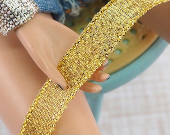 12" Fashion Doll Gold Narrow Semi Transparent Ribbon Trim