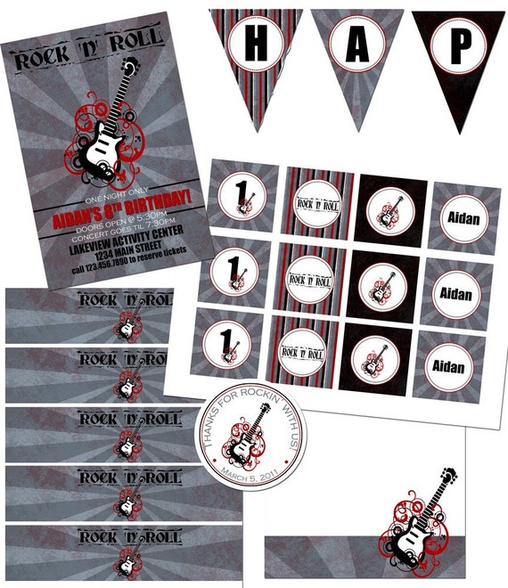 Items similar to Rock N Roll Printable Party Pack on Etsy